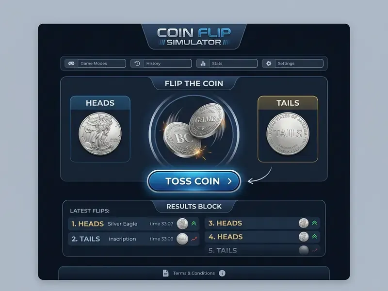 flip a coin online interface